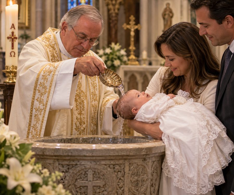 Baby being baptized